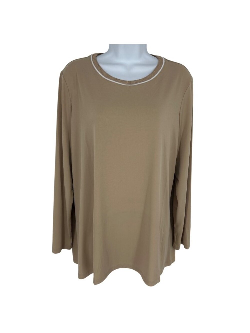 Susan Graver Women's Liquid Knit Long Sleeve Top With Contrast Trim Size L